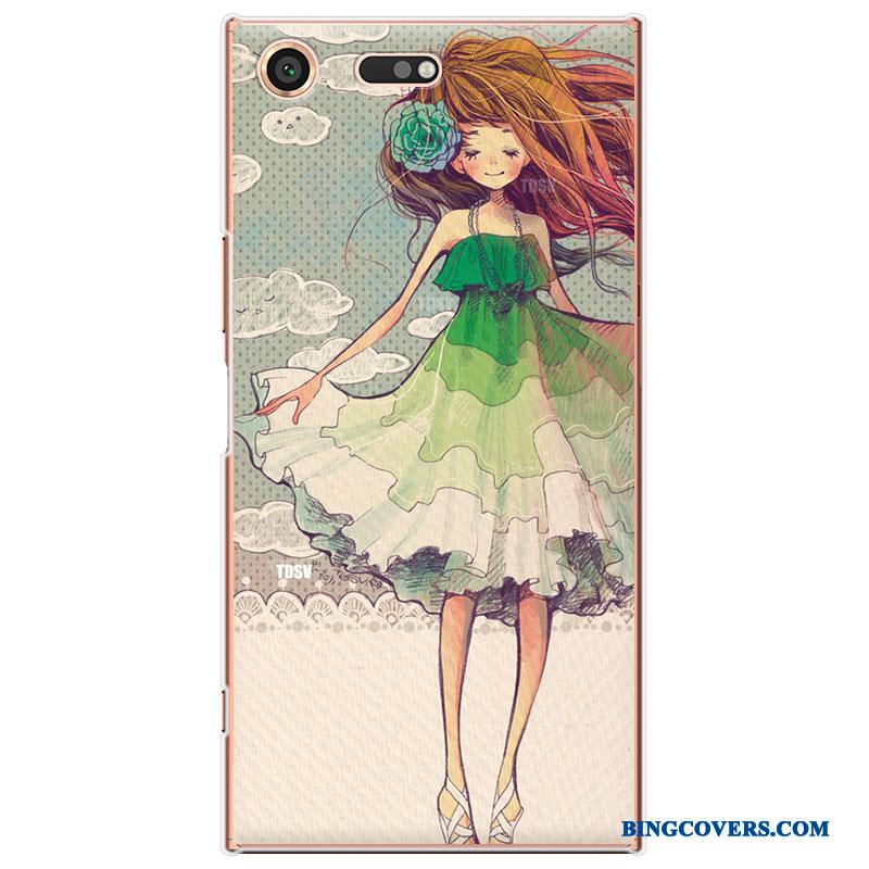 Sony Xperia Xz Premium Telefon Etui Blomster Beskyttelse Grøn Smuk Cover Cartoon