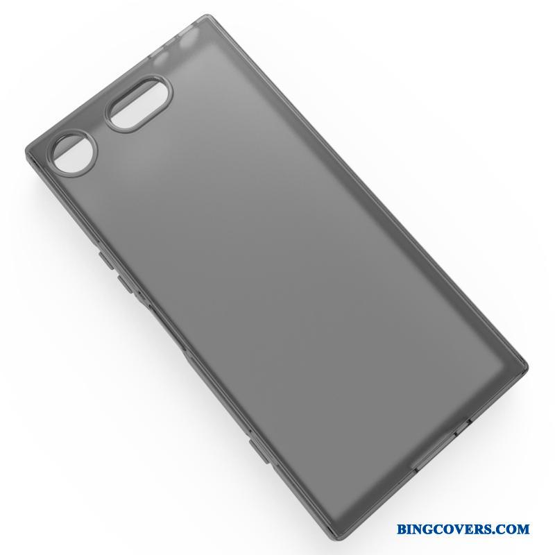 Sony Xperia Xz1 Compact Anti-fald Nubuck Telefon Etui Cover Sort Grå Blød
