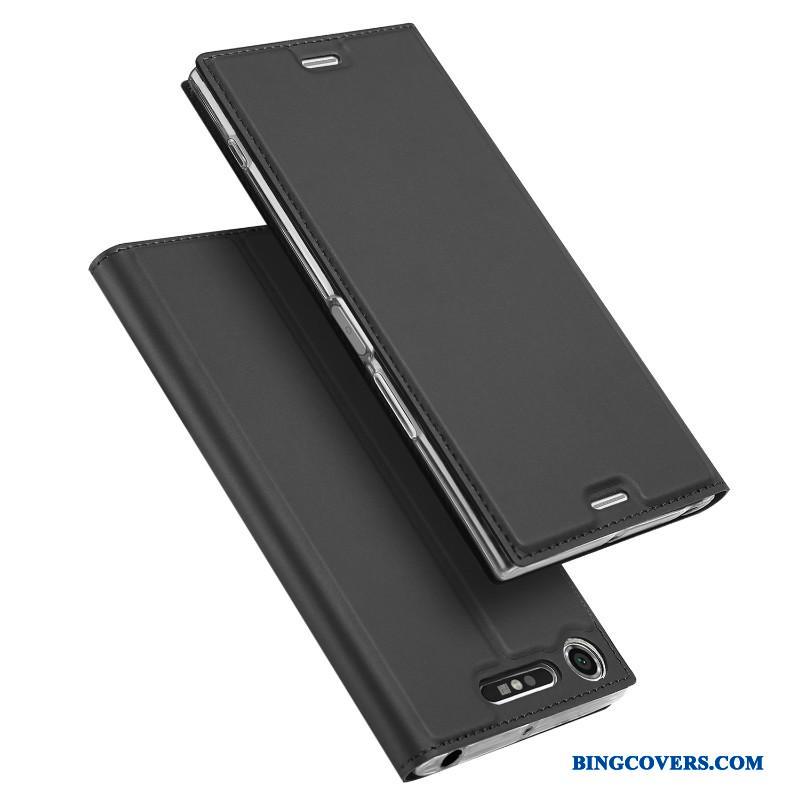 Sony Xperia Xz1 Compact Etui Lædertaske Blød Mobiltelefon Business Anti-fald Folio Cover