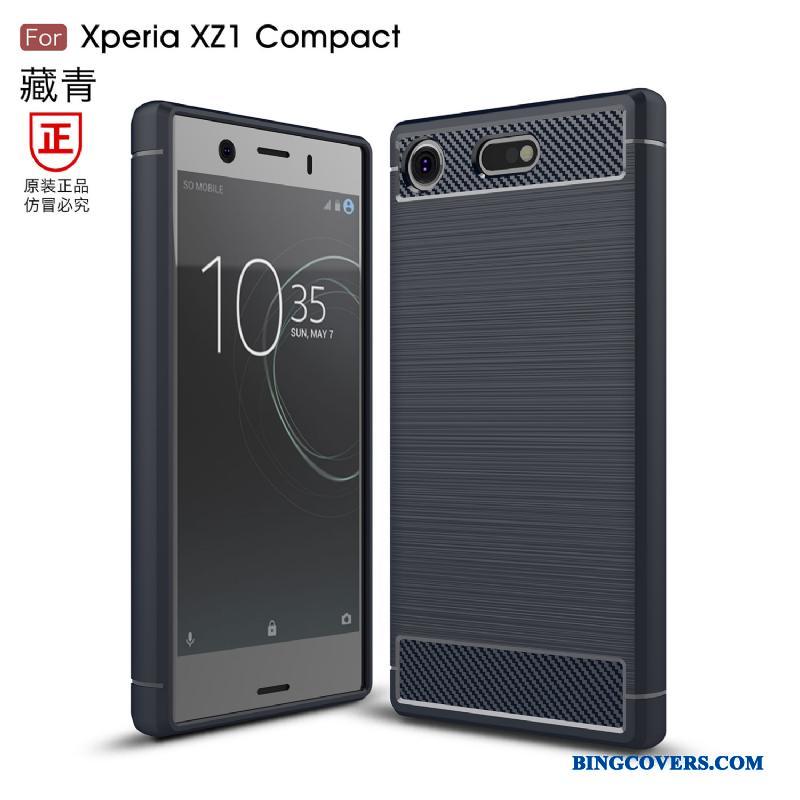 Sony Xperia Xz1 Compact Telefon Etui Mobiltelefon Blød Sort Cover Fiber Anti-fald