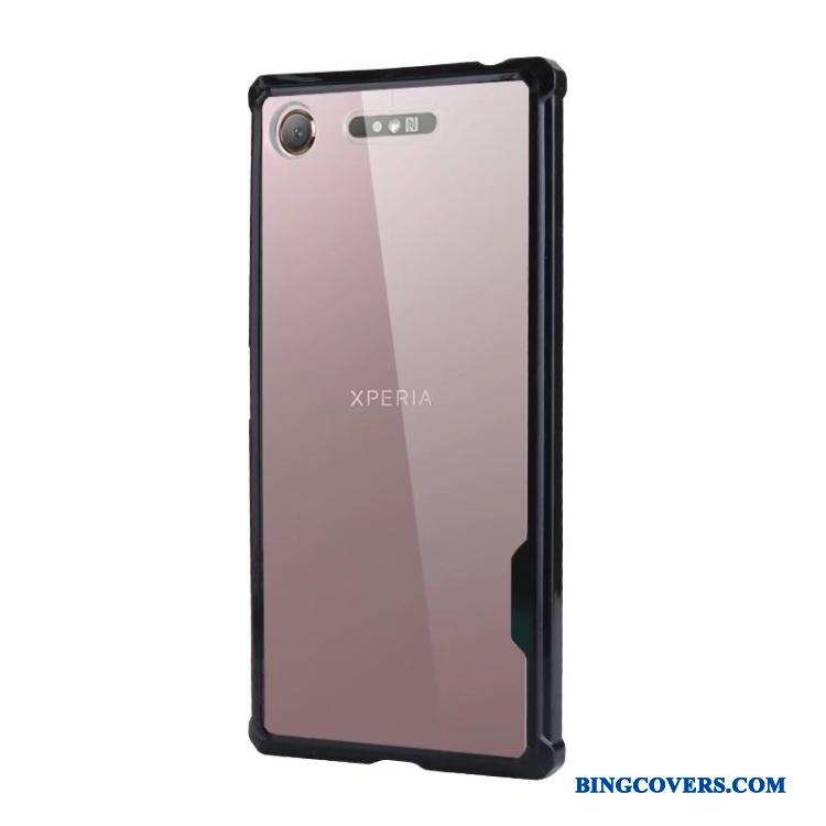 Sony Xperia Xz1 Silikone Telefon Etui Simple Alt Inklusive Hård Gennemsigtig Blå