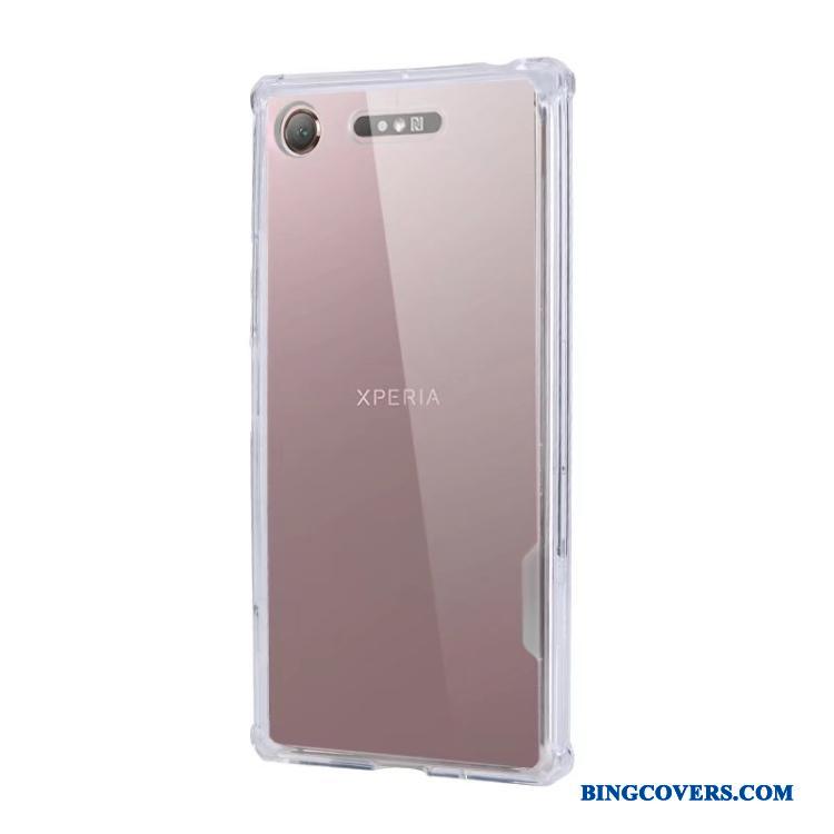Sony Xperia Xz1 Silikone Telefon Etui Simple Alt Inklusive Hård Gennemsigtig Blå