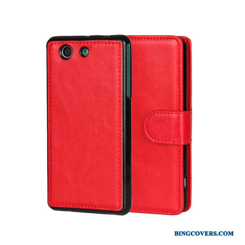 Sony Xperia Z3 Lædertaske Mobiltelefon Rød Etui Cover Beskyttelse