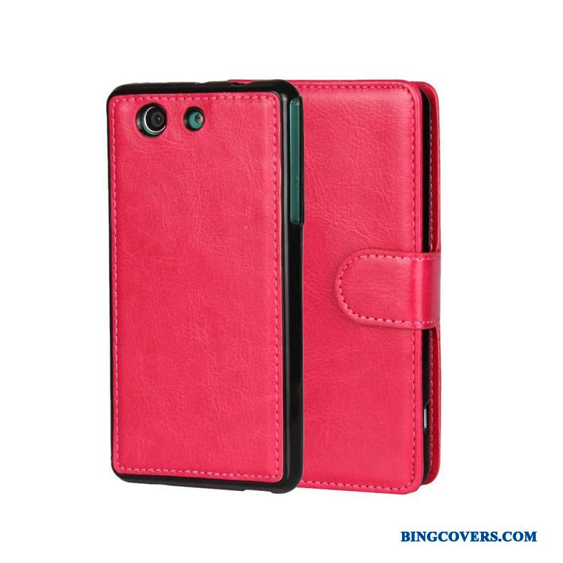 Sony Xperia Z3 Lædertaske Mobiltelefon Rød Etui Cover Beskyttelse