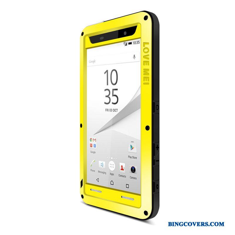 Sony Xperia Z5 Compact Sølv Beskyttelse Nubuck Tre Forsvar Telefon Etui Metal Cover
