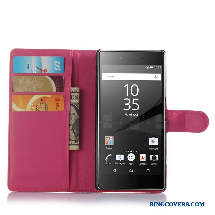 Sony Xperia Z5 Tegnebog Cover Telefon Etui Beskyttelse Lædertaske Mobiltelefon Lilla