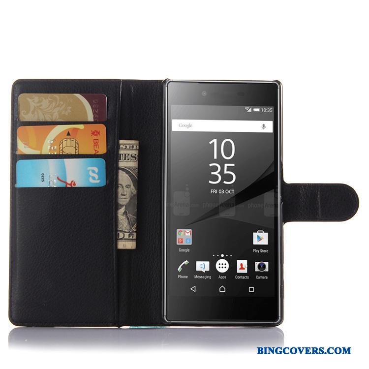Sony Xperia Z5 Tegnebog Cover Telefon Etui Beskyttelse Lædertaske Mobiltelefon Lilla