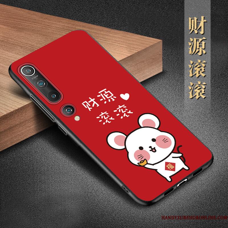 Xiaomi Mi 10 Nubuck Lille Sektion Etui Silikone Rød Trend Beskyttelse