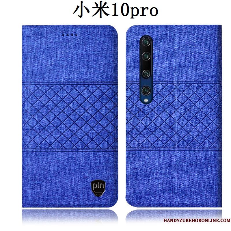 Xiaomi Mi 10 Pro Ungdom Beskyttelse Telefon Etui Cover Folio Lædertaske Bomuld Og Linned