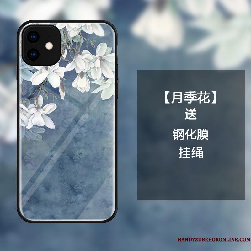 iPhone 11 Etui Anti-fald Cover Alt Inklusive Blå Blomster Hængende Ornamenter Beskyttelse