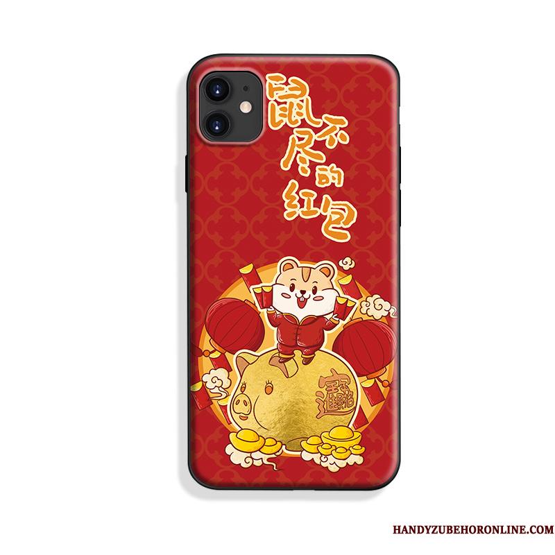 iPhone 11 Etui Trendy Rotte Silikone Lilla Telefon Kinesisk Stil