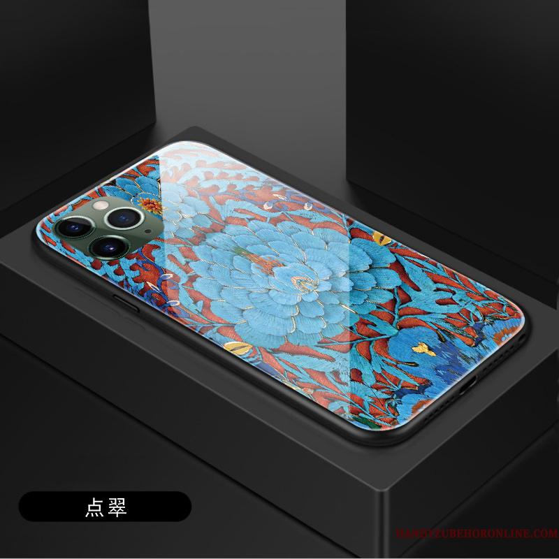 iPhone 11 Pro Etui Blomster Beskyttelse Cover Af Personlighed Kinesisk Stil Net Red Pæon