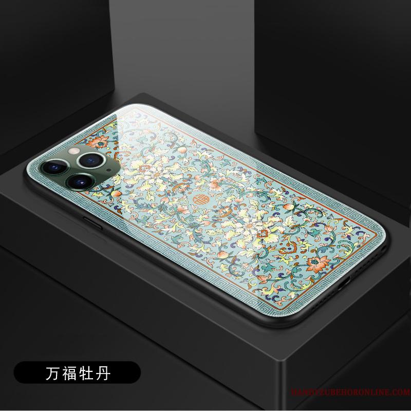 iPhone 11 Pro Etui Blomster Beskyttelse Cover Af Personlighed Kinesisk Stil Net Red Pæon