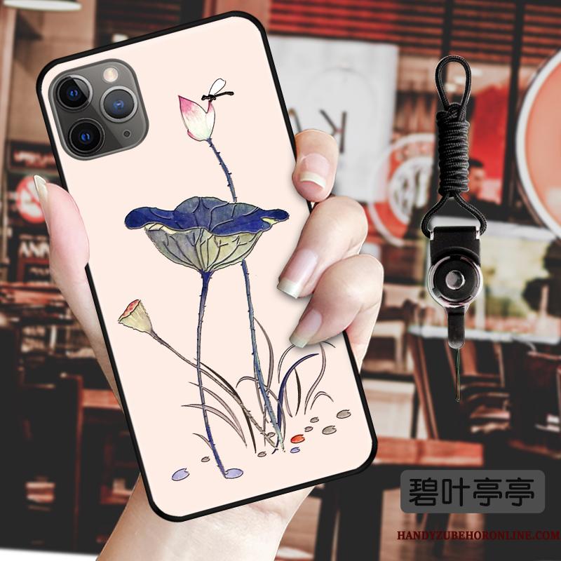 iPhone 11 Pro Etui Kinesisk Stil Vintage Beskyttelse Cover Hængende Ornamenter Relief Blomster