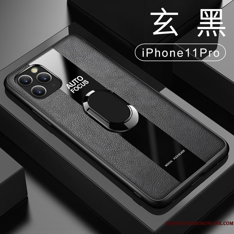 iPhone 11 Pro Etui Sort Anti-fald Ring Business Lædertaske Alt Inklusive Silikone