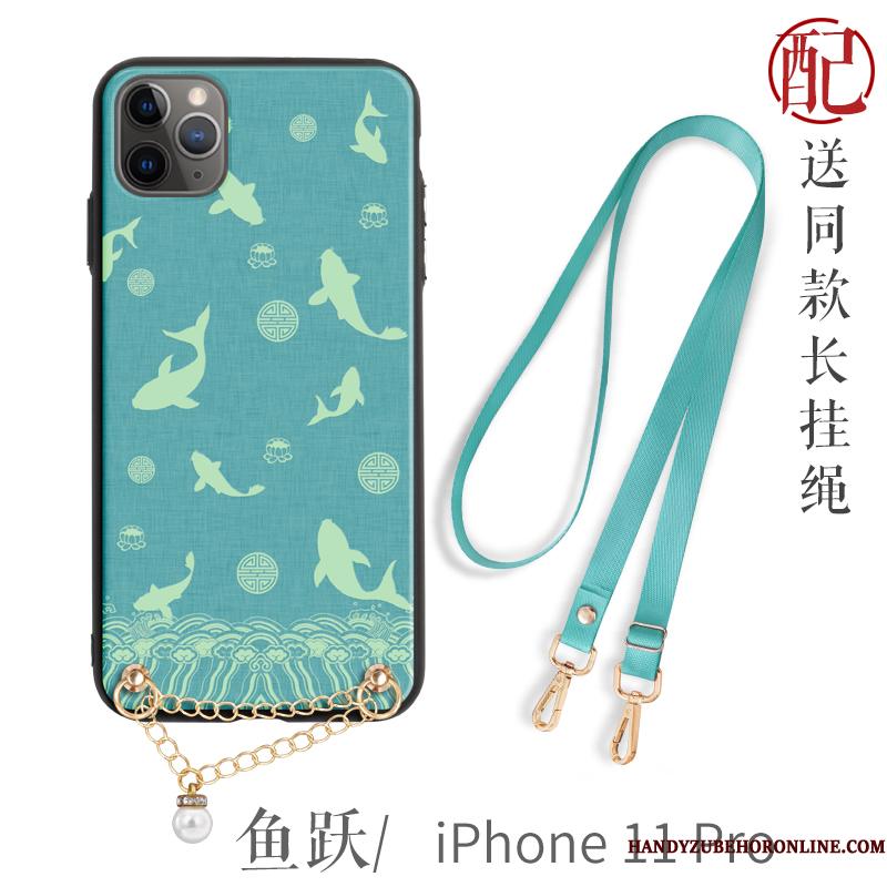 iPhone 11 Pro Etui Tynd Grøn Af Personlighed Kinesisk Stil Hængende Ornamenter Anti-fald Ny