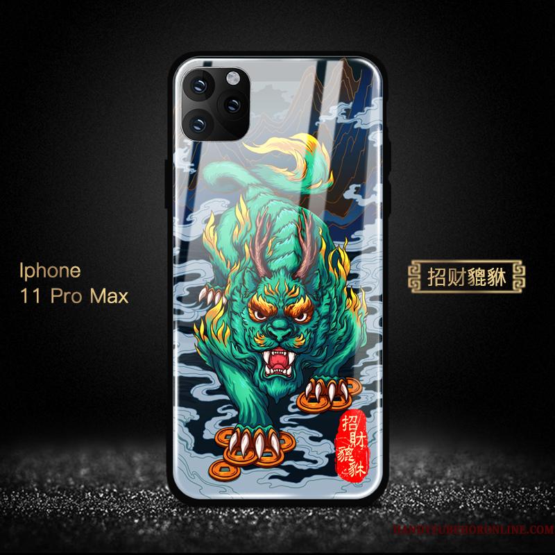 iPhone 11 Pro Max Etui Ny Spejl Kinesisk Stil Blå Cover Wealth Trend