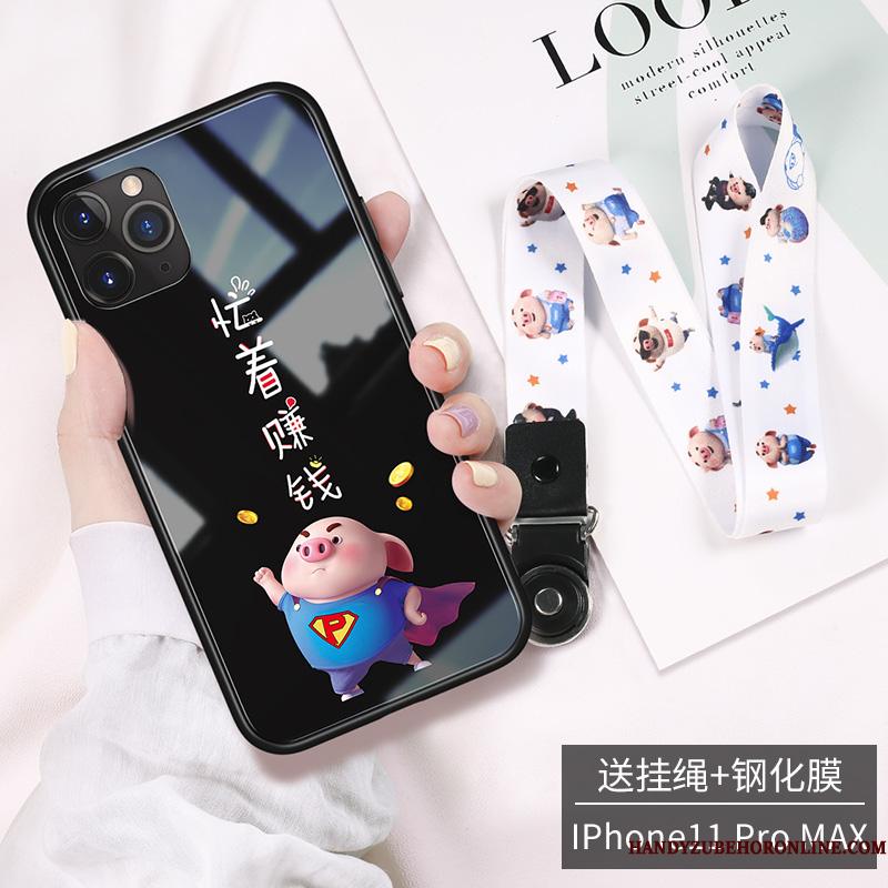 iPhone 11 Pro Max Etui Trend Net Red Lyserød Smuk Ny Lille Sektion Glas