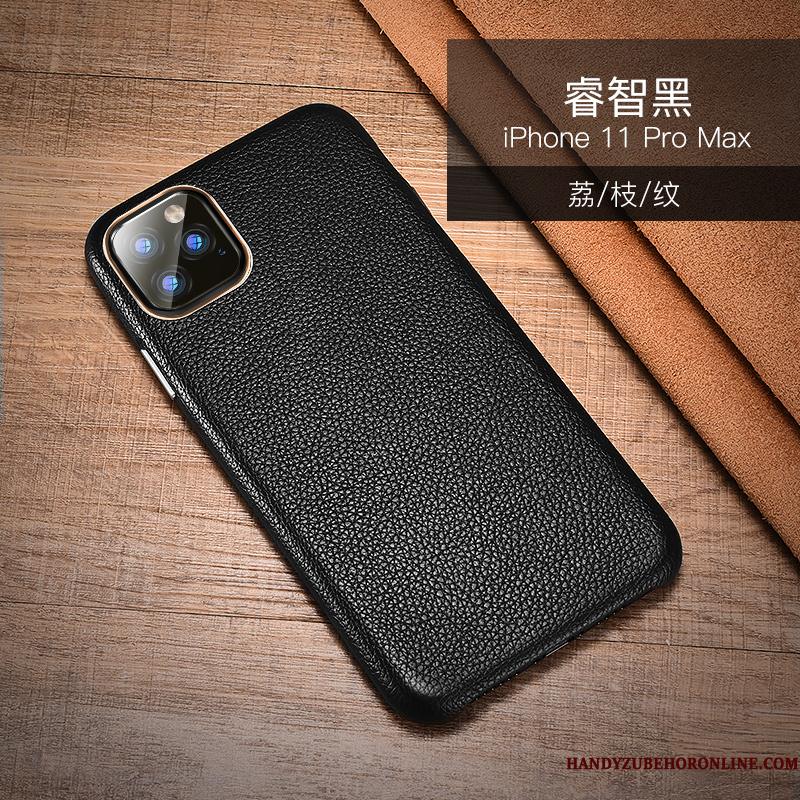 iPhone 11 Pro Max Læder Anti-fald Lædertaske Beskyttelse Trend Ægte Læder Etui