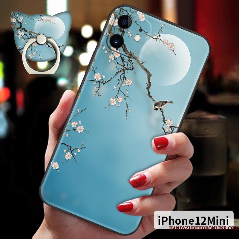 iPhone 12 Mini Anti-fald Relief Telefon Etui Ny Blød Alt Inklusive Kinesisk Stil