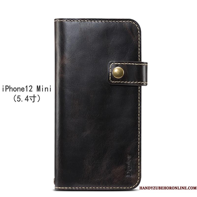 iPhone 12 Mini Folio Lædertaske Beskyttelse Telefon Etui Cover Anti-fald
