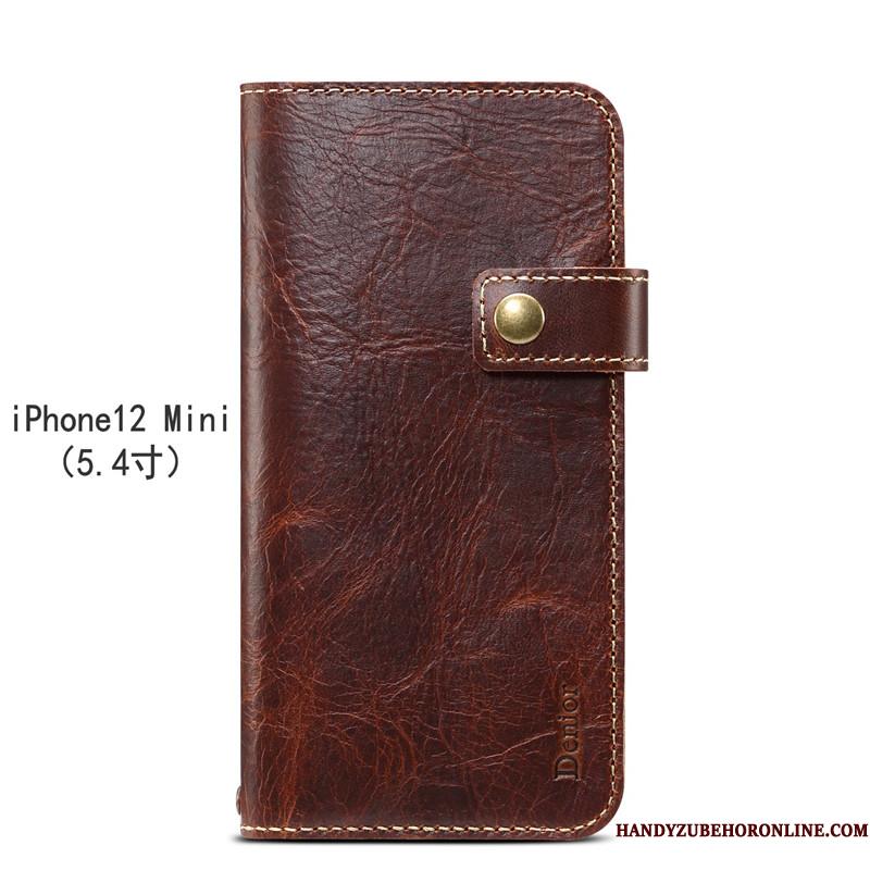 iPhone 12 Mini Folio Lædertaske Beskyttelse Telefon Etui Cover Anti-fald