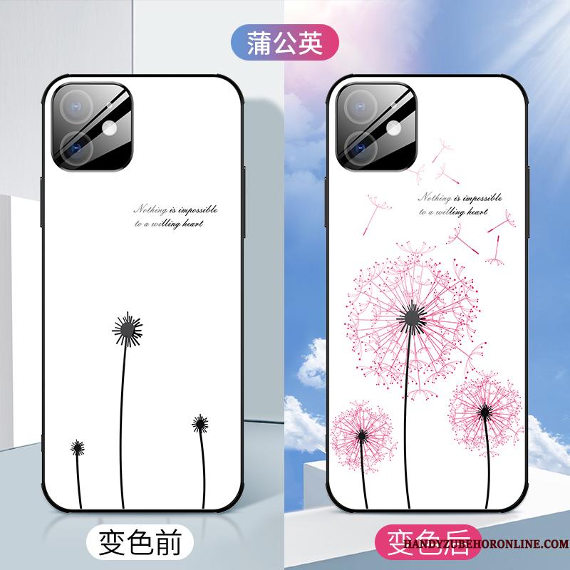 iPhone 12 Mini Telefon Etui Hvid Anti-fald Alt Inklusive Glas Blomster High End