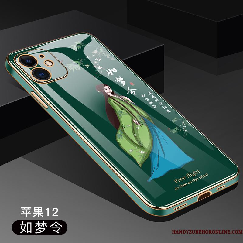 iPhone 12 Telefon Etui Silikone Trend Anti-fald Grøn Alt Inklusive Tynd