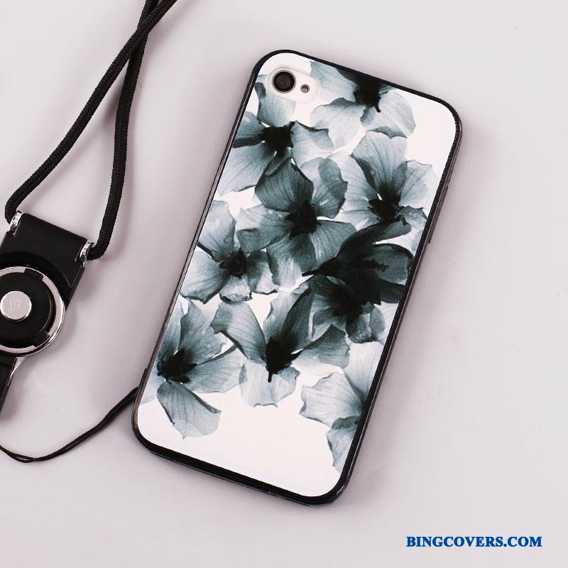 iPhone 4/4s Etui Silikone Beskyttelse Malet Sort Kreativ Cover Hængende Ornamenter