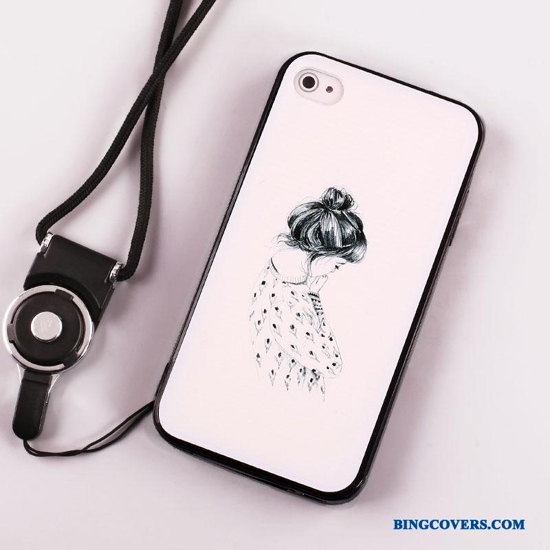 iPhone 4/4s Etui Silikone Beskyttelse Malet Sort Kreativ Cover Hængende Ornamenter