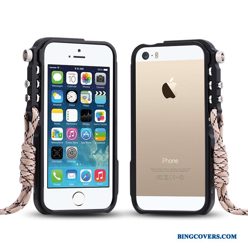 iPhone 5/5s Anti-fald Beskyttelse Metal Blå Ramme Etui Cover