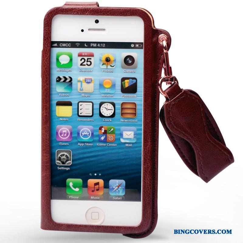 iPhone 5/5s Beskyttelse Lyserød Mobiltelefon Slim Etui Cover Lædertaske