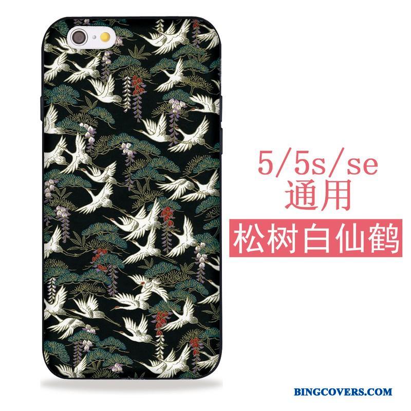 iPhone 5/5s Etui Cherry Kat Sort Cover Silikone Alt Inklusive Blød