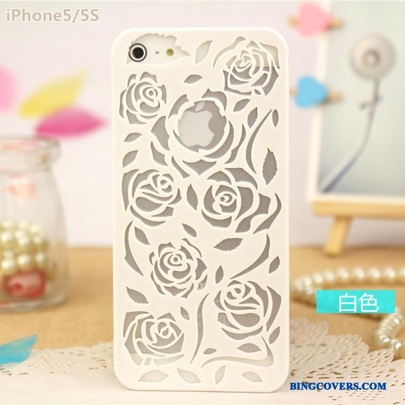 iPhone 5/5s Etui Cover Blomster Carving Sort Blå Rose Beskyttelse