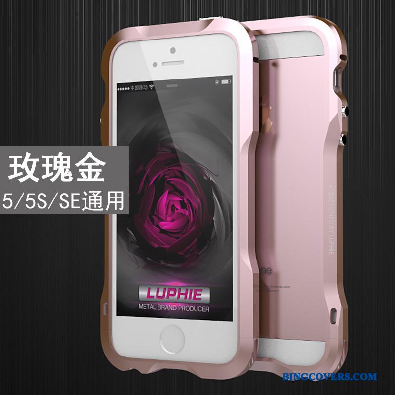 iPhone 5/5s Metal Telefon Etui Rosa Guld Anti-fald Ramme Ny