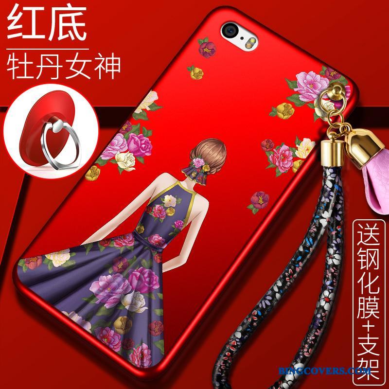 iPhone 5/5s Rød Hængende Ornamenter Cover Telefon Etui Beskyttelse Silikone Trend