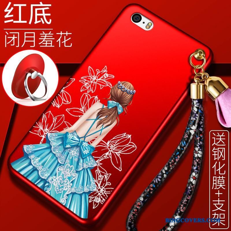 iPhone 5/5s Rød Hængende Ornamenter Cover Telefon Etui Beskyttelse Silikone Trend