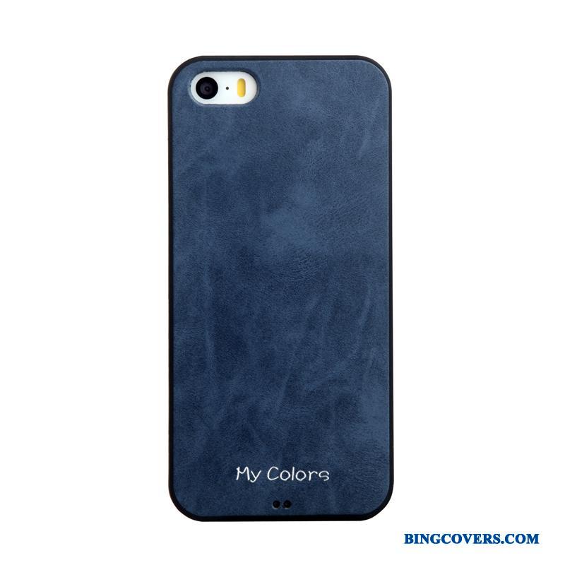 iPhone 5/5s Solid Farve Silikone Telefon Etui Blå Alt Inklusive Trend Læder