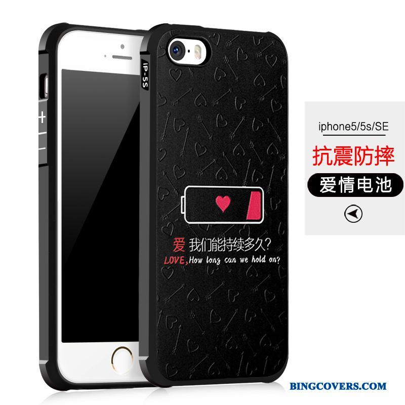 iPhone 5/5s Sort Etui Beskyttelse Anti-fald Cover Silikone Blød