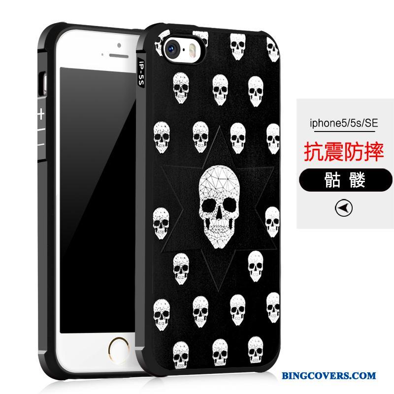 iPhone 5/5s Sort Etui Beskyttelse Anti-fald Cover Silikone Blød