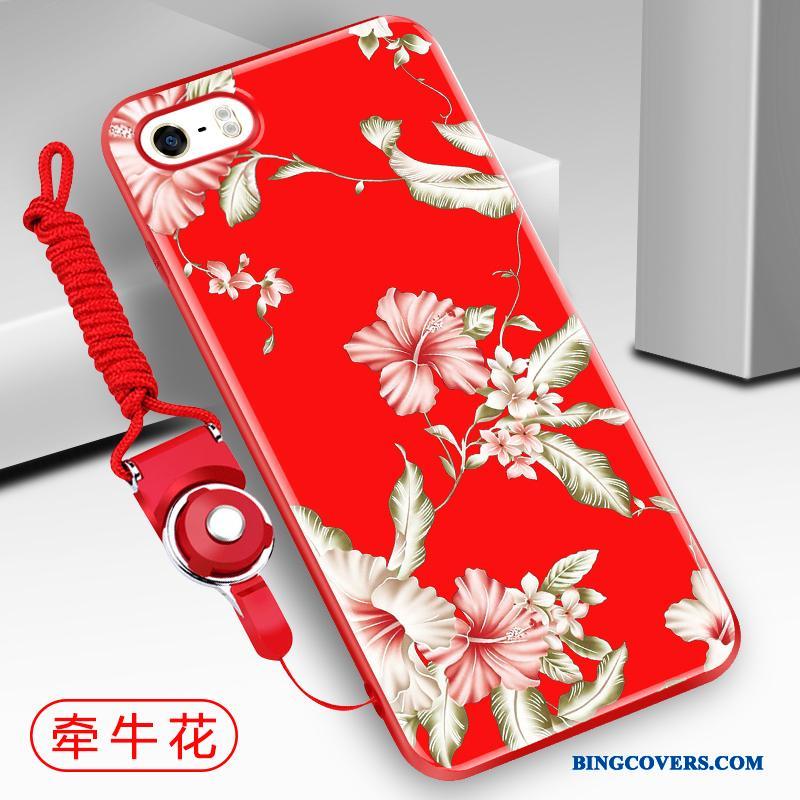 iPhone 5/5s Sort Telefon Etui Beskyttelse Hængende Ornamenter Blød Anti-fald Cover