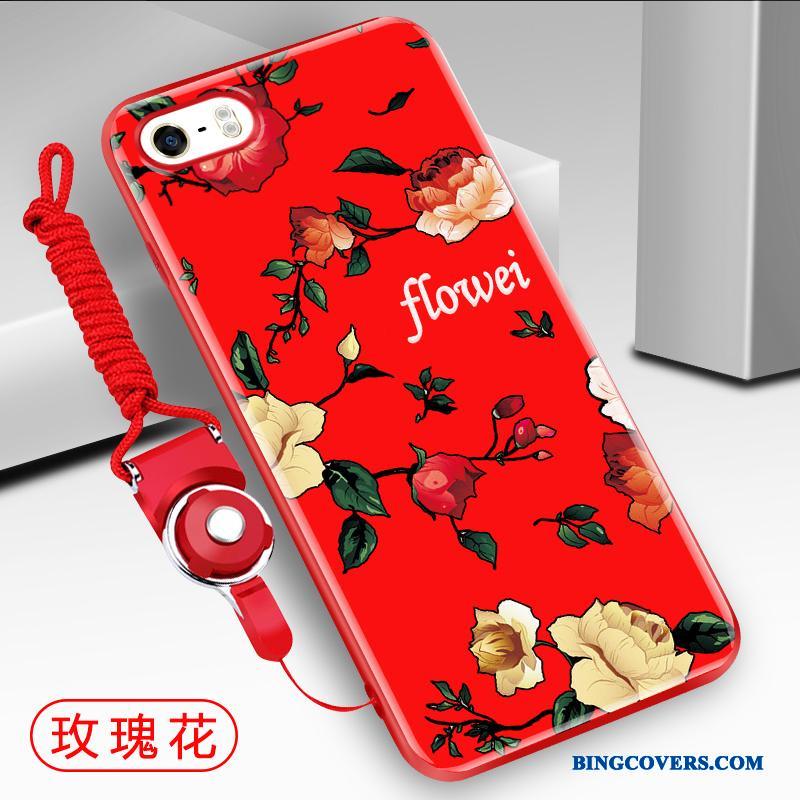 iPhone 5/5s Sort Telefon Etui Beskyttelse Hængende Ornamenter Blød Anti-fald Cover