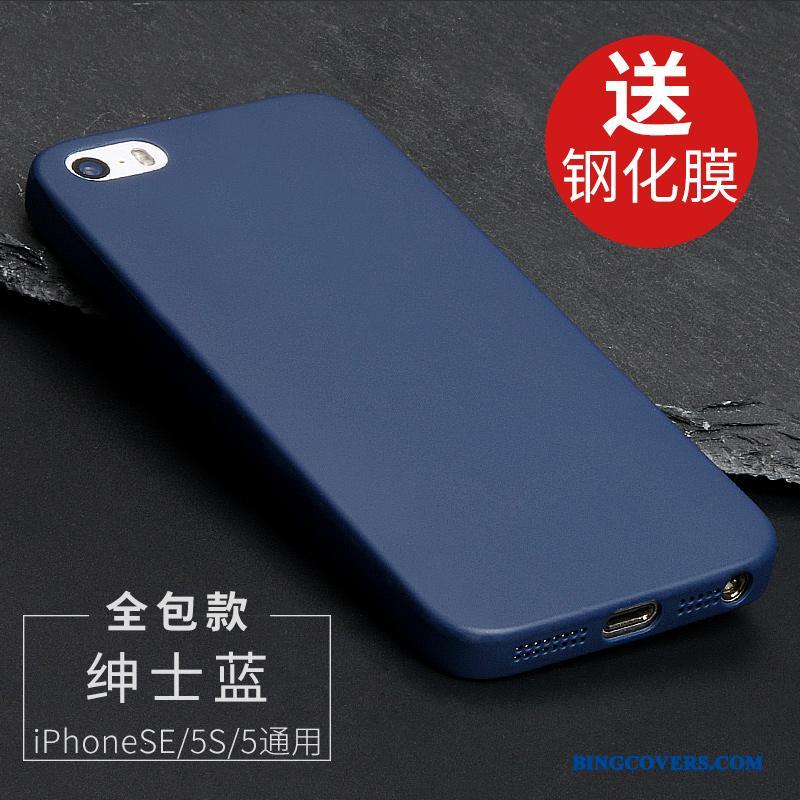 iPhone 5/5s Telefon Etui Blå Tynd Silikone Nubuck Alt Inklusive Beskyttelse