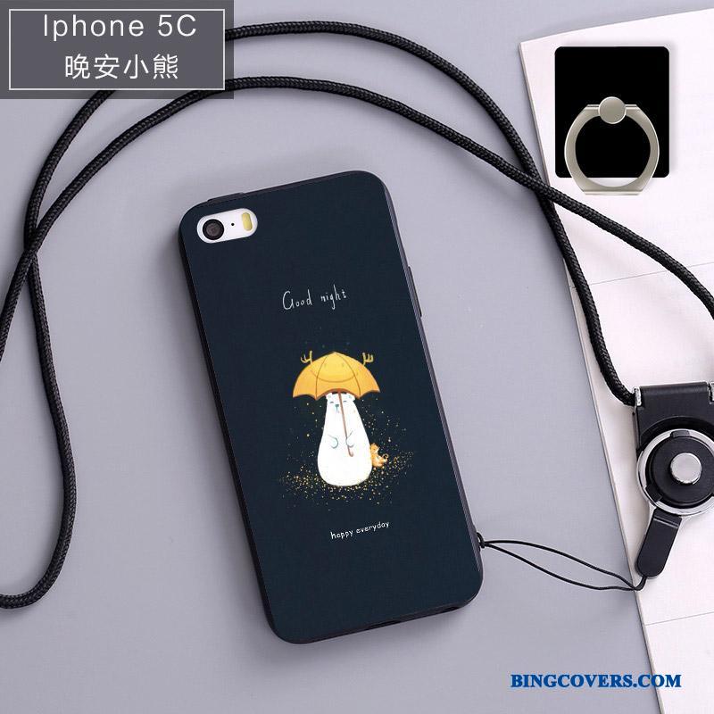 iPhone 5c Etui Anti-fald Silikone Telefon Cover Blød Sort
