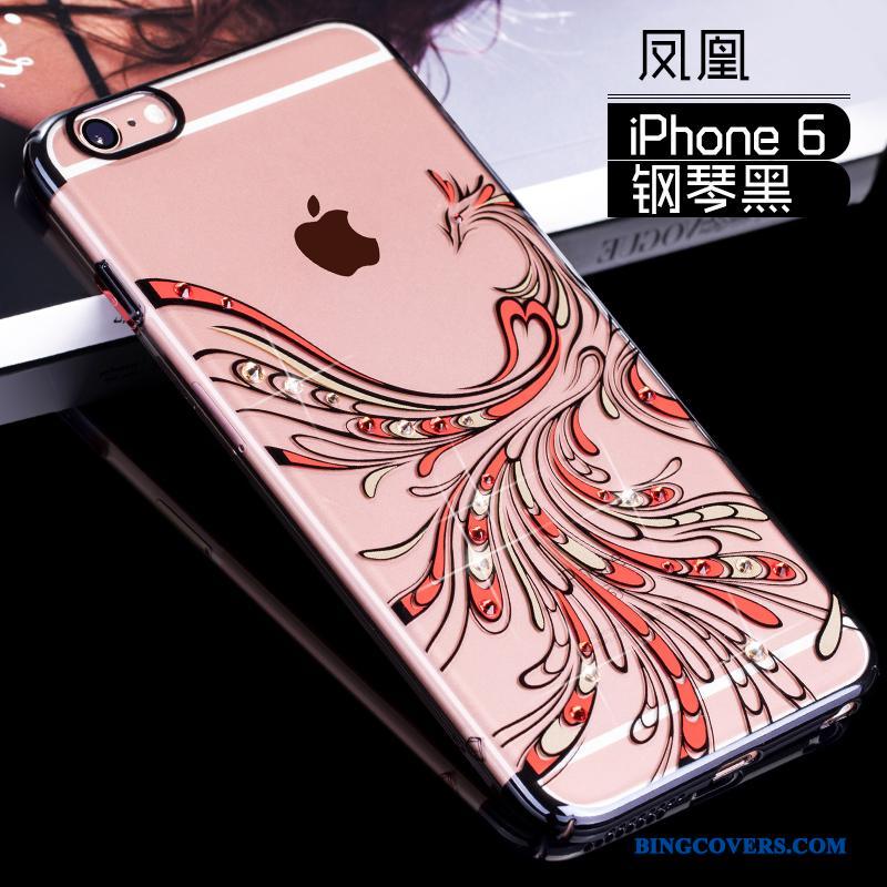 iPhone 6/6s Cover Strass Alt Inklusive Anti-fald Rød Telefon Etui Guld