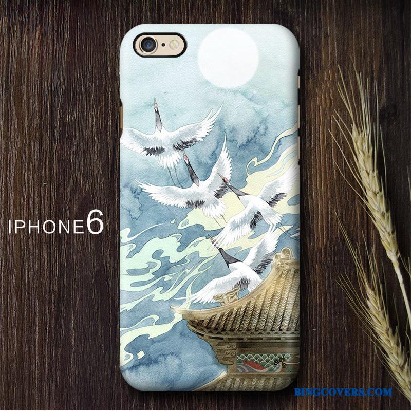 iPhone 6/6s Dobbelt Kinesisk Stil Blå Etui Beskyttelse Mobiltelefon Vintage