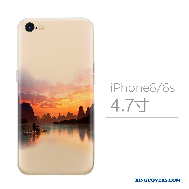 iPhone 6/6s Etui Silikone Blå Cover Blød Trend Af Personlighed Kinesisk Stil