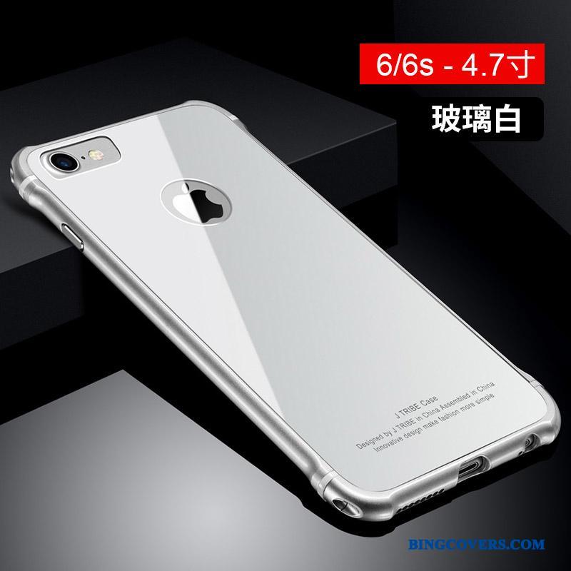 iPhone 6/6s Metal Anti-fald Cover Trend Glas Rød Telefon Etui