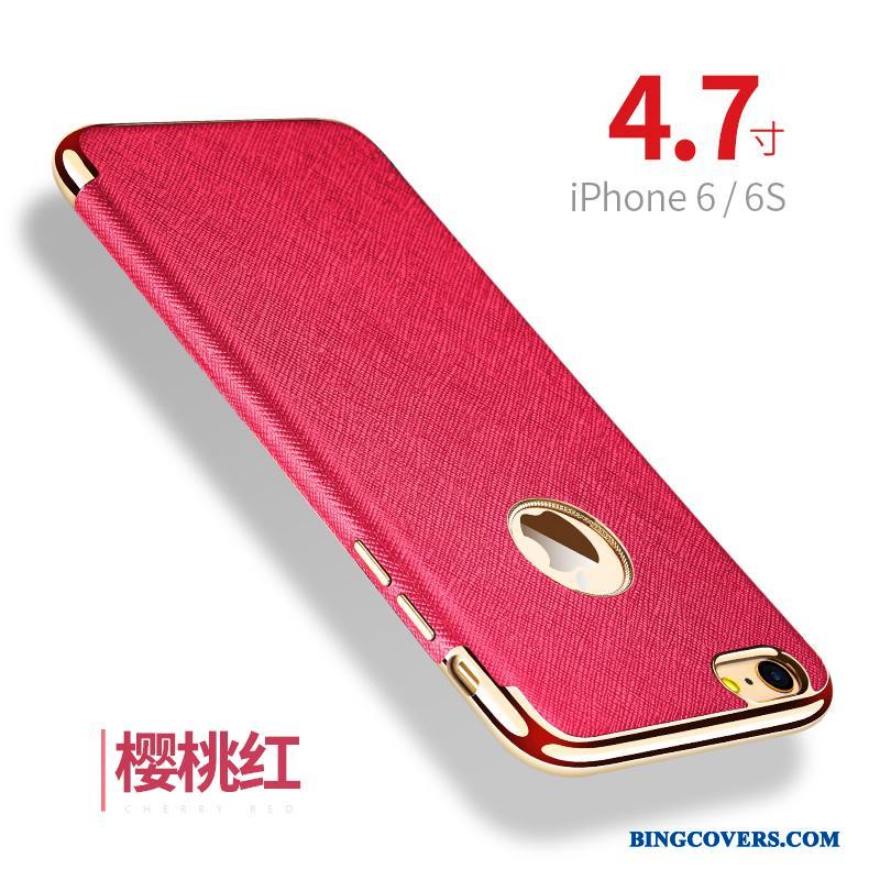 iPhone 6/6s Mobiltelefon Etui Læder Magnetisk Anti-fald Lyserød Kvalitet