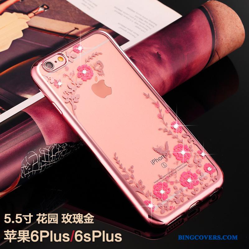 iPhone 6/6s Plus Anti-fald Strass Silikone Telefon Etui Alt Inklusive Trendy Rosa Guld